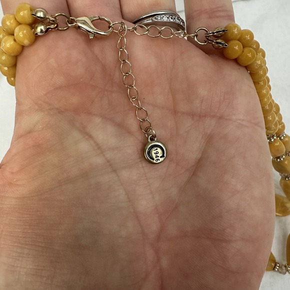 Cato 1946 Stone Style Beaded Multistrand Necklace Chunky Layered Mustard Yellow - Picture 8 of 10